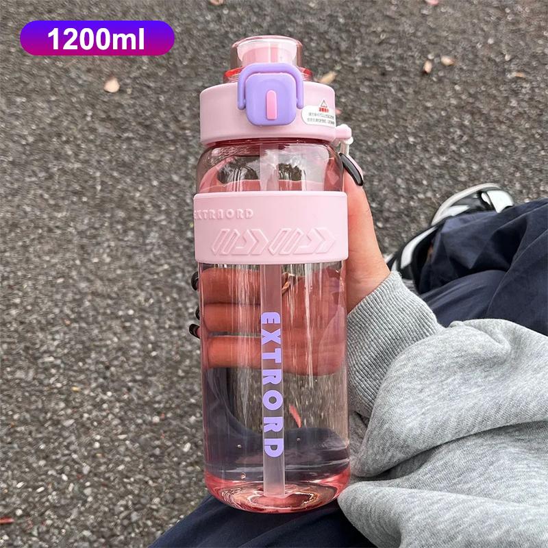 800/1200Ml Sports Water Bottle - High Temp Resistant, Leakproof, With Straw & Direct Drinking For Outdoor