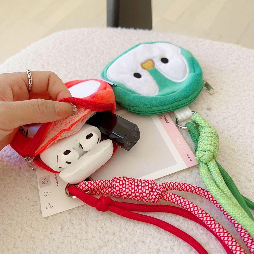 Cute Plush Penguin Coin Purse Colorful Hanging Rope Mini Storage Bag Small Makeup Bag  Students
