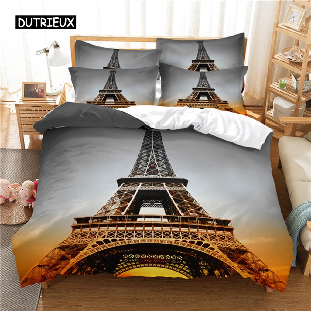 Eiffel Tower Bedding Set Duvet Cover Sets 3d Bedding Digital Printing Bed Linen Queen Size Bedding Set Fashion Design
