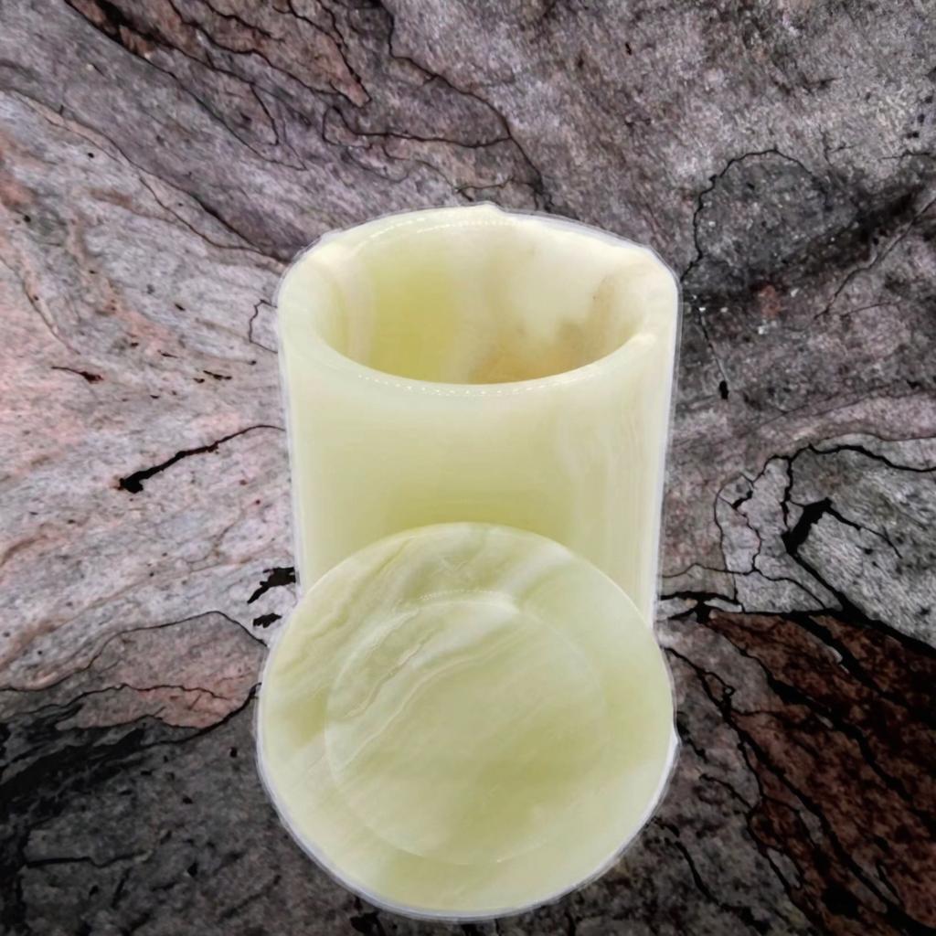 Modern Design Real Stone Marble Onyx Candle Jar Holder Polished Surface for Hotels