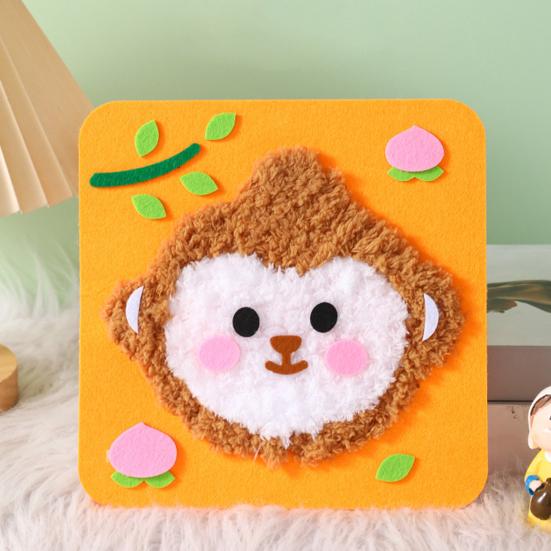 1 комплект, набор для вышивки кукол с мультяшными животными, набор для шитья своими руками для начинающих детей и взрослых, набор для шитья из пряжи «Обезьяна, тигр, кошка, панда, лев, слон, олень, свинья, утка»