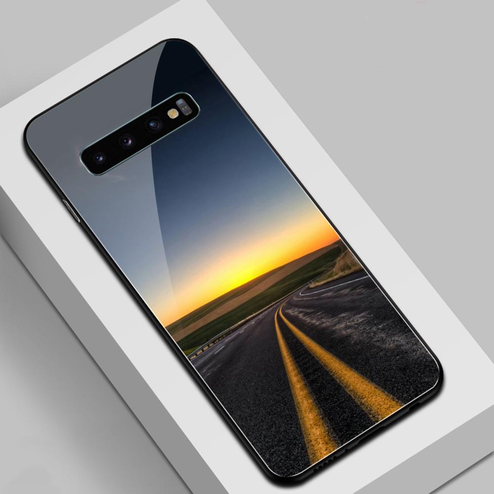 For Samsung S10e Glass Back Cover Case Road Shell Note 8 Case for Galaxy S8 S9 S10 Plus Note 8 9 10 Plus S10e S20 Plus Ultra S22