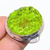 Natural Moldavite Quartz Gemstone 925 Sterling Silver Ring Size 8.5 M4b19