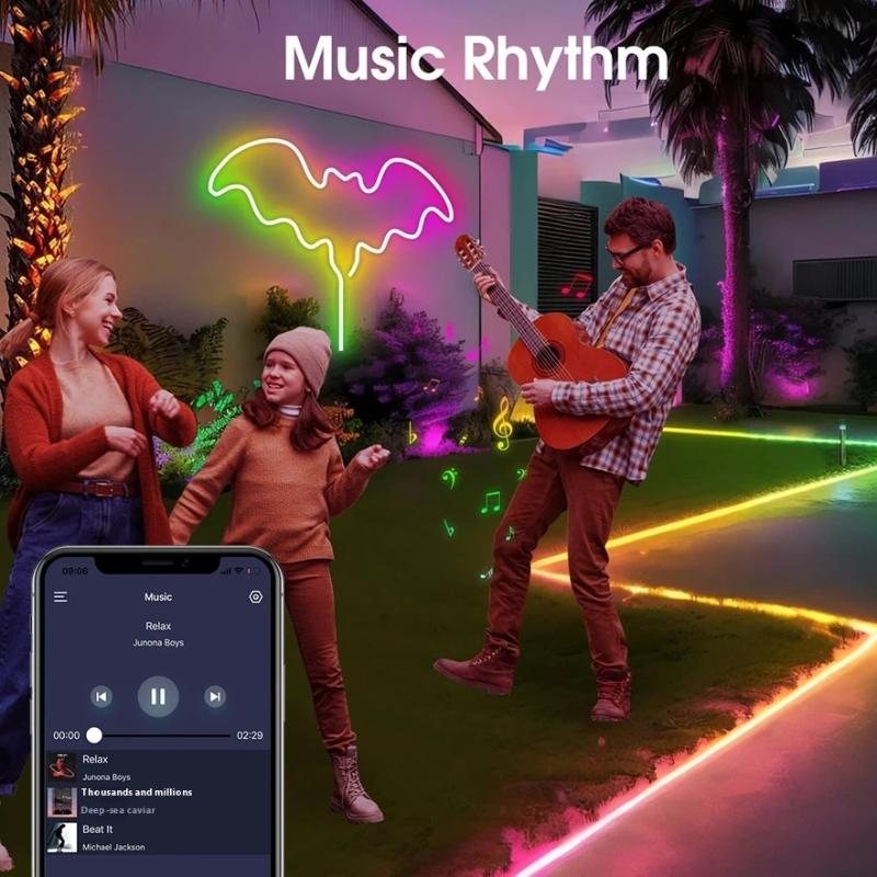 5V Rgbic Neon Led Strip Lights Neon Rope Light With Music Sync Diy Rgbic Dreamcolor Chasing Strip Tape For Home Decor Lighting