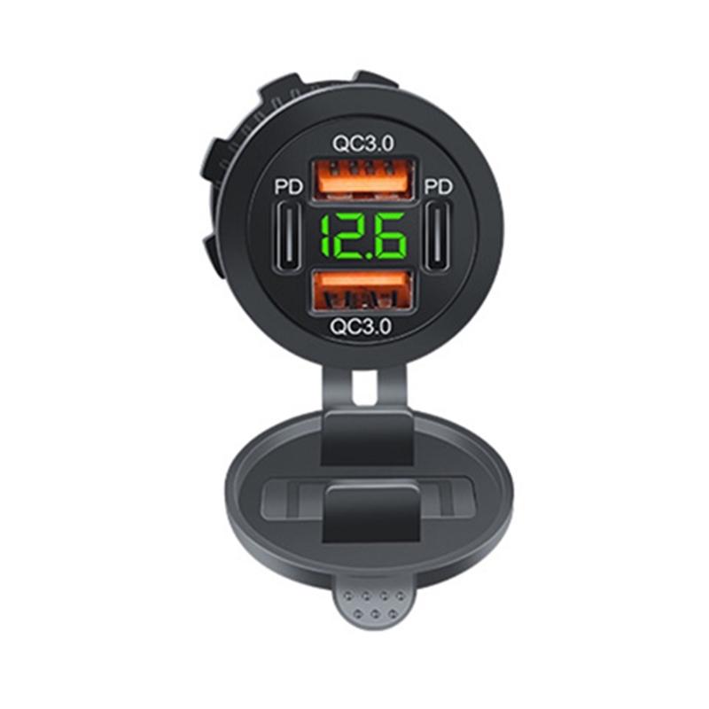 Розетка USB 12В-24В Автомобильная розетка USB для зарядки Двойная QC3.0+Двойная PD Type-C розетка USB-порт для лодок Морской грузовик