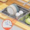 Large Capacity Kitchen Sink Dish Drainer Rustproof Layer Fruit Vegetable Drain Basket  Dish Drying