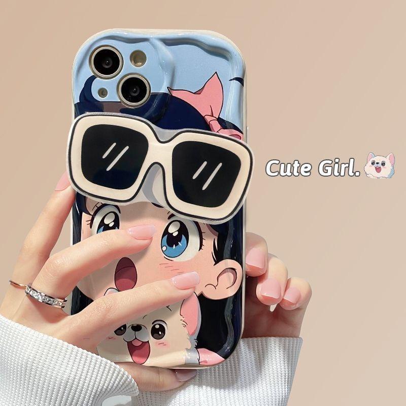 Шикарный чехол для солнцезащитных очков для девочек с держателем Tok Wave для телефона Vivo V25E V21E V23 V27 Pro Y27 Y17S Y35 Y22 Y21S Y16 Y72 Y53S Y33S Y78