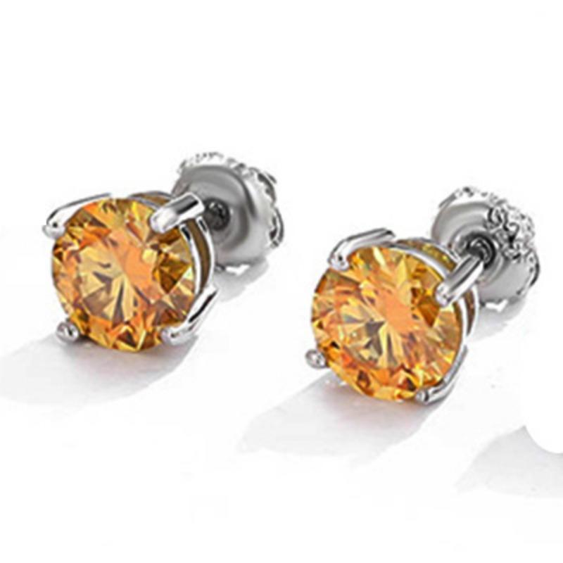 Серьги с муассанитом с четырьмя зубцами 30 центов 50 центов Один карат Стерлинговое серебро 2 карата для мужчин и женщин в разных цветах Дополнительные простые серьги