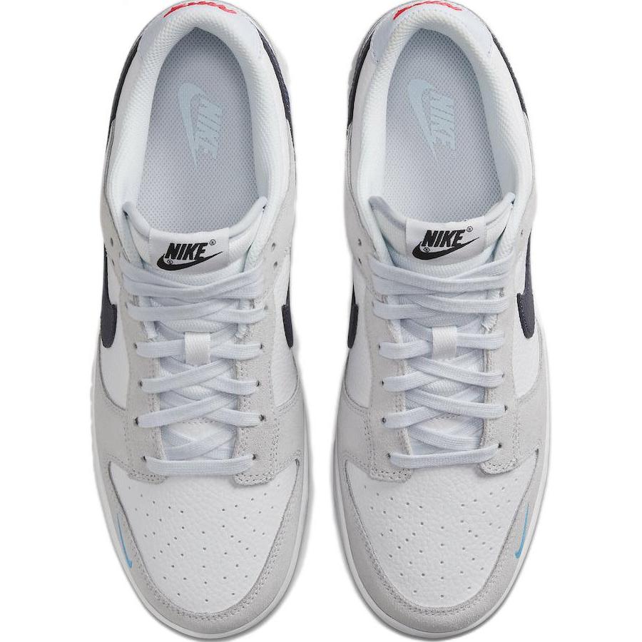 Nike Кроссовки Dunk Low Бело-серые темно-синие аква с мини-логотипом Swoosh Обувь для скейтборда FJ4227-001