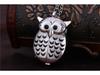 Retro Silver Owl Pocket Watch Necklace with Slide Cover - Nostalgic Cartoon Sweater Chain Pendant (Model 6105)