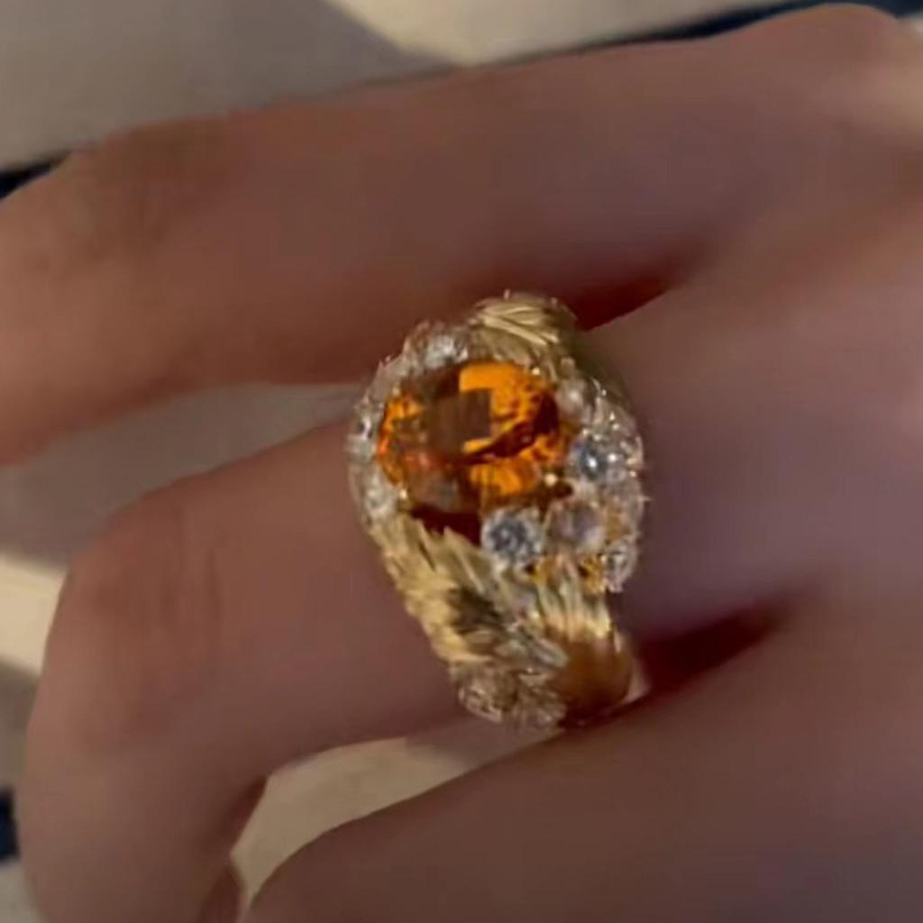 Плетение узора резьба золотые перья рисунок золотое мастерство модный новый стиль кольцо для женщин