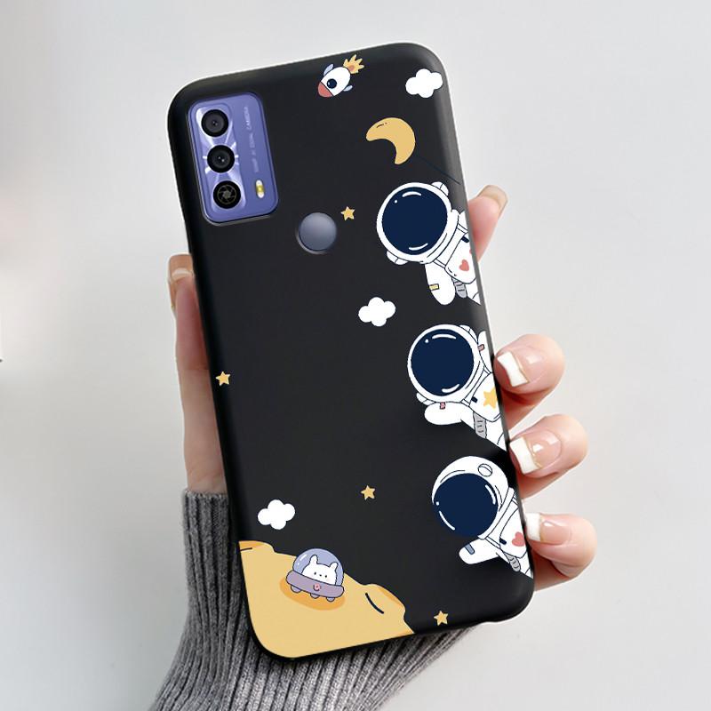 Cute Case For TCL 20B (6159K) Fundas Capa Printing Shell Protective Cover Soft Silicone Coque Cartoon Black Casing