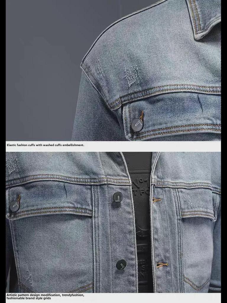 Мужская джинсовая куртка свободного кроя весна/осень 2024 года – повседневная рабочая одежда больших размеров для мужчин среднего возраста