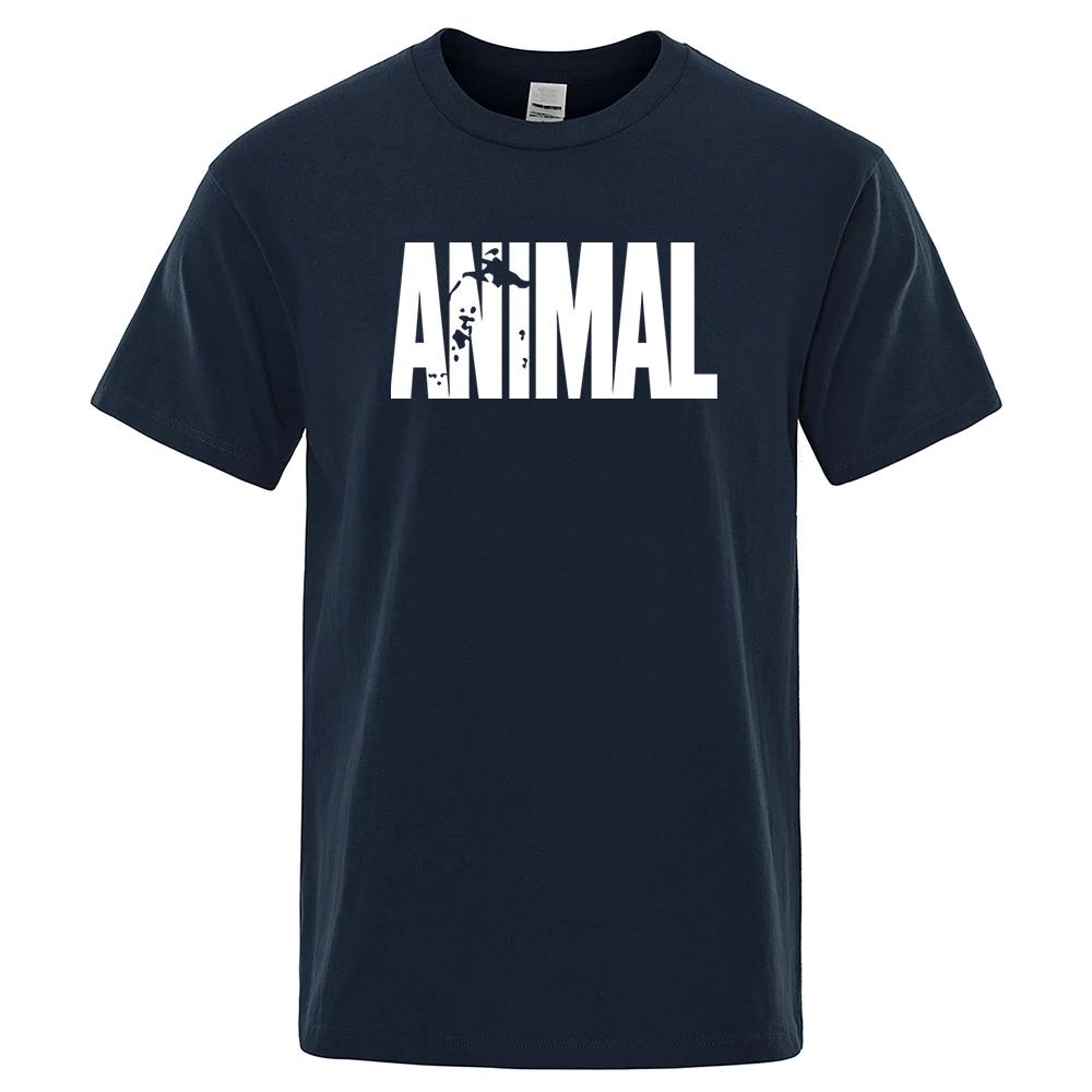 Fashion ANIMAL Letter Print T-Shirts Street Funny Short Sleeves Loose Oversized T Shirt O-Neck Breathable Cotton Clothing