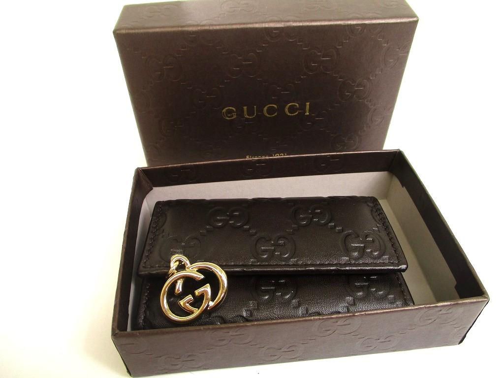 Оригинальный брелок GUCCI GG Interlocking G из темно-коричневой кожи 6 подвесок #a870 Восстановленный