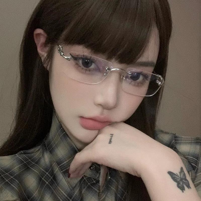 Очки для близорукости без оправы с отделкой, женские, с защитой от синего света, Advanced Sense, ультралегкие, золотые, шелковые, простые, плоские очки, деловые очки