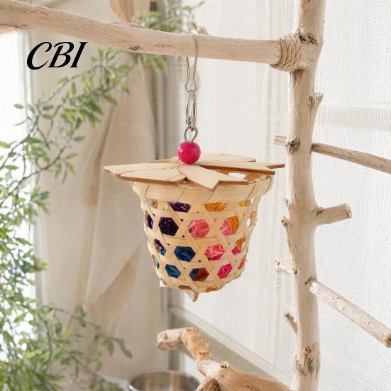 Parrot Enrichment Toy Shredder Ball Toy, Bamboo with Paper Strips Bird Chewing Foraging Cage Shredding for Budgies Cockatiels Lovebirds And Tearing