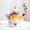 English Light Luxury Floral Teapot Set with Candle Heating Base - Heat-Resistant Glass for Afternoon Tea