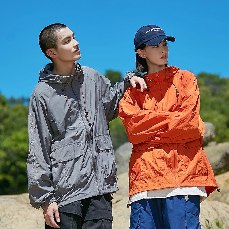 Shorts long sleeves handsome sunscreen clothing summer outdoor UV protection ice couple sunscreen clothing set jacket
