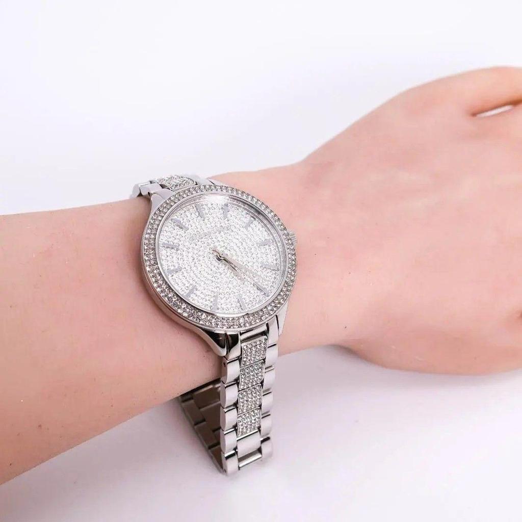 Б/У Рабочие Часы MICHAEL KORS Кристалл Серебристый Внешняя Коробка 3597
