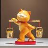 Золотая Фигурка Кошки в Ведре - Китайский Стиль, Декор для Новоселья и Офиса
