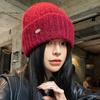 Blue Wool Hat Women's Autumn and Winter Versatile Face Small Knitted Hat Big Head Circumference Winter Warm Ear Protection Hat