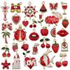 31-Piece Red Sheep Drip Oil Alloy Charms Set for DIY Earrings & Pendants