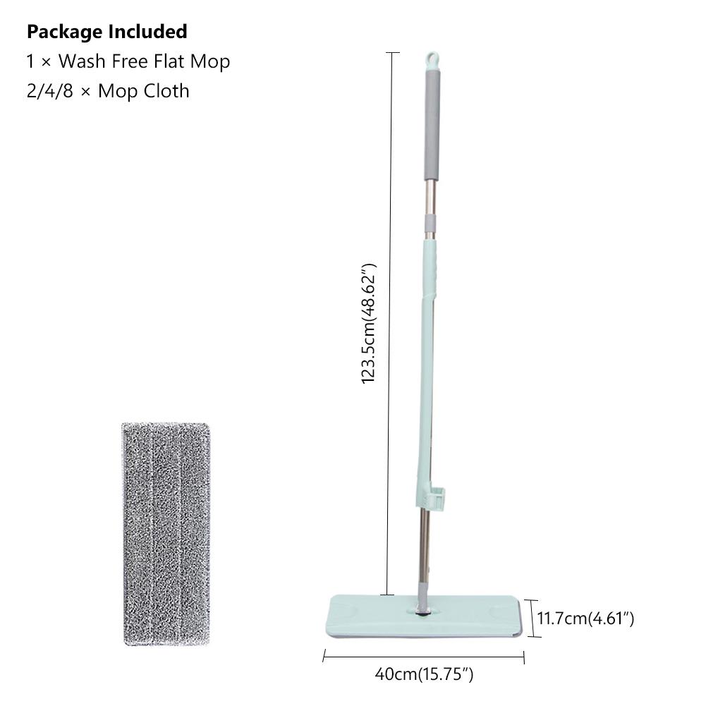 Flat Floor Mop Steel Handle Free Hand 360°Spin Microfiber Mop Dry Wet Kitchen Clean