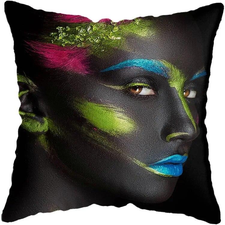 Наволочка для спальни, черно-золотая африканская женская подушка для гостиной, декоративная подушка