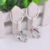 1Pair Dolphins Lover Metal Couples Baby Crystal Key Ring Chain Keyfob Creative Gift