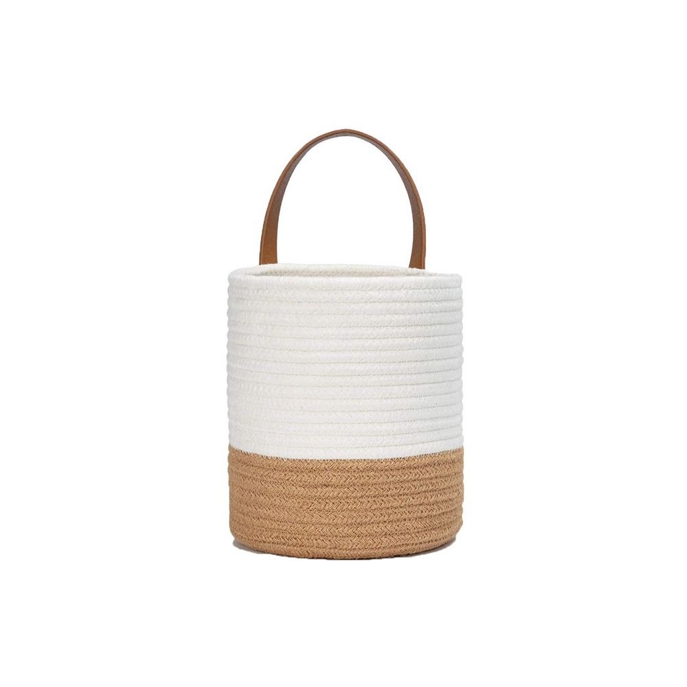 Cotton Rope Hand Woven Hanging Baskets Natural Wicker Plant Flower Pot Snack