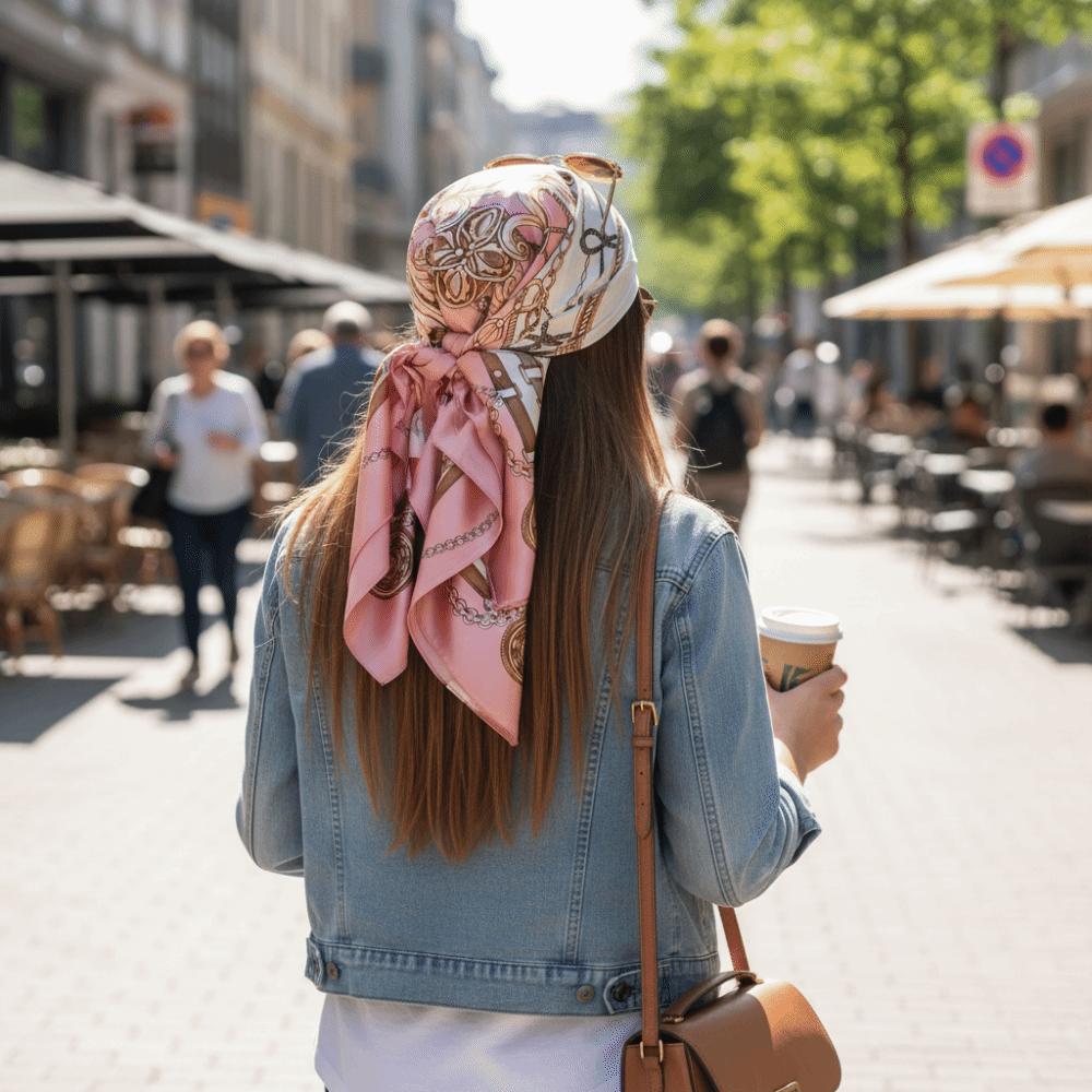 Elegant Head Silk Scarf Printed Square Hijab Neckerchief Satin Bandana Hair Accessories