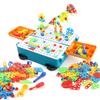 Puzzle Assembly Deformation Bus Building Block Table 2-In-1 Storage Box Diy Screw Nut Disassembly Building Block Toy