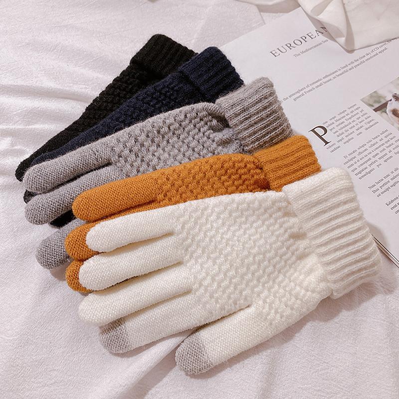 1Pair Women Touch Screen Winter Gloves Autumn Winter Warm Thick Skiing Gloves