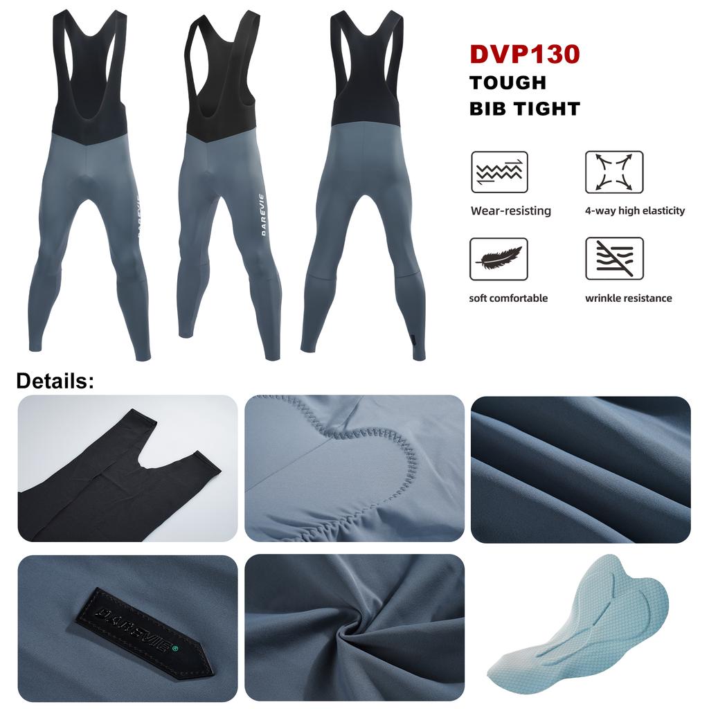 DAREVIE Cycling Bib Pants One Piece Lightweight Anti UV 4 Way Stretch Men's Cycling Tights Wear Resistant Quick Dry Men's Pants