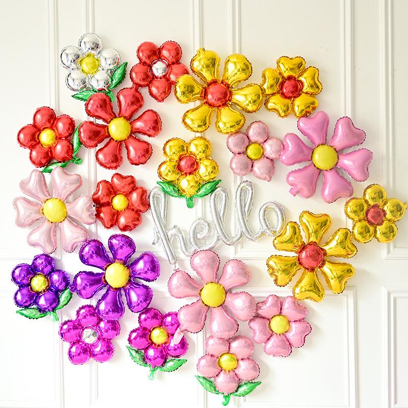 Flower Foil Balloon Daisy Rose Flower Various Flowers Balloons Wedding Birthday Party Valentine's Day Decoration Supplies