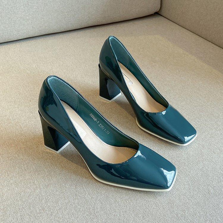 Женские туфли-лодочки из лакированной кожи на высоком каблуке с квадратным носком, модные роскошные свадебные туфли с квадратным носком, женская офисная рабочая обувь