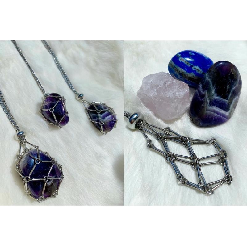 Unique Empty Necklace Holder Adjustable Chain Choker Metal Cage Shape Pendant Necklace for Independent Thinkers