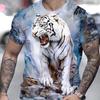 Футболка с принтом тигра в 3D для пары, мужская футболка с 3D принтом, прямая поставка, короткий рукав, футболка с круглым вырезом, модная повседневная брендовая футболка