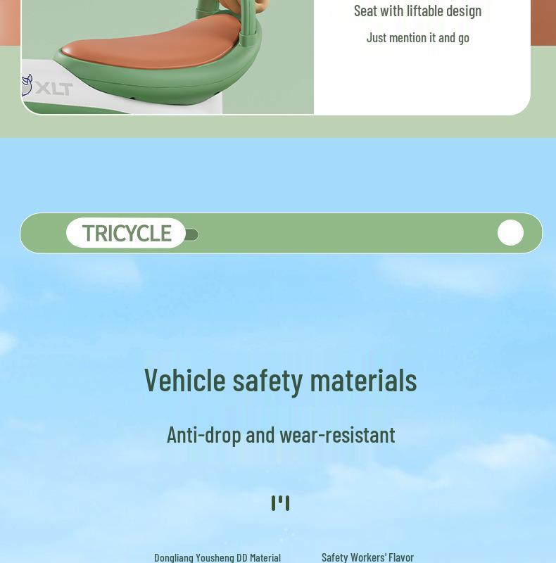 Children's Music Tricycle Stroller Pedal Bike for Toddlers with Glider Function