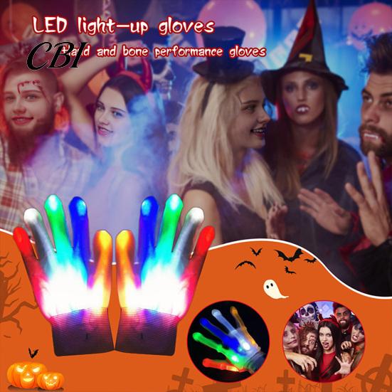 Nightclub Rave Gear LED Light Up Gloves with 6 Flashing Modes, Props for Photography Glow Halloween Christmas Party, Concert Festival Costume