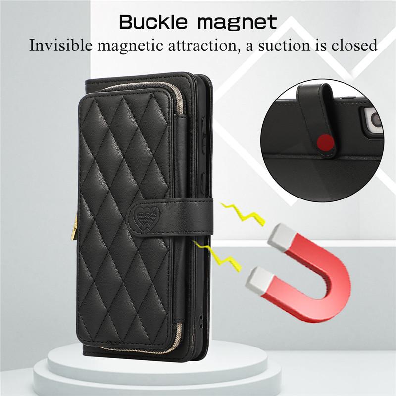 Кожаный чехол-кошелек с ремешком на молнии для iPhone 15 Ultra 14 Plus 13 для Samsung Galaxy A54 A14 A53 A13 Note 20 S23 S22 S21, откидная крышка с веревкой на запястье