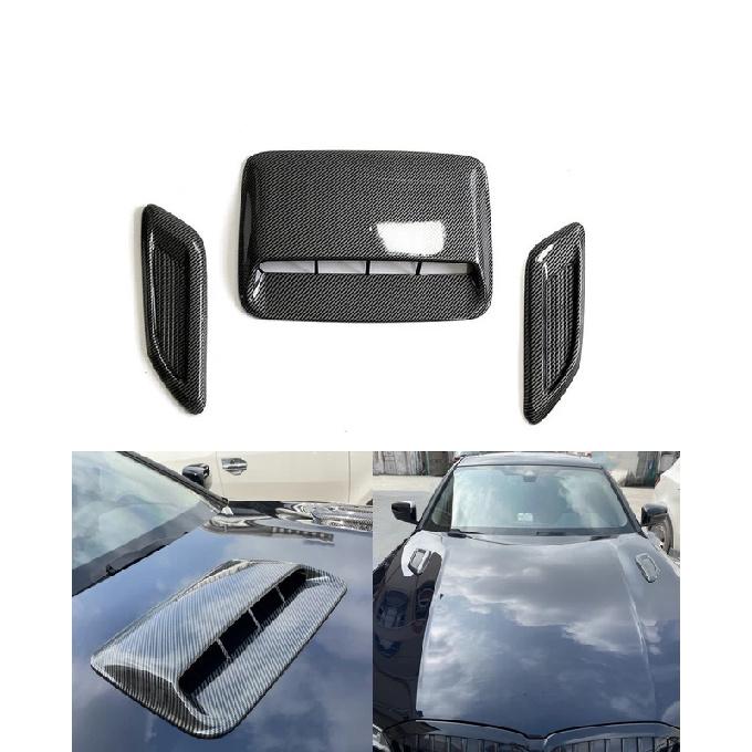 3PCS Universal Car Air Flow Intake Hood Scoop Vent Bonnet Decorative Cover Center Side Air Outlet Hood Auto Exterior Accessories