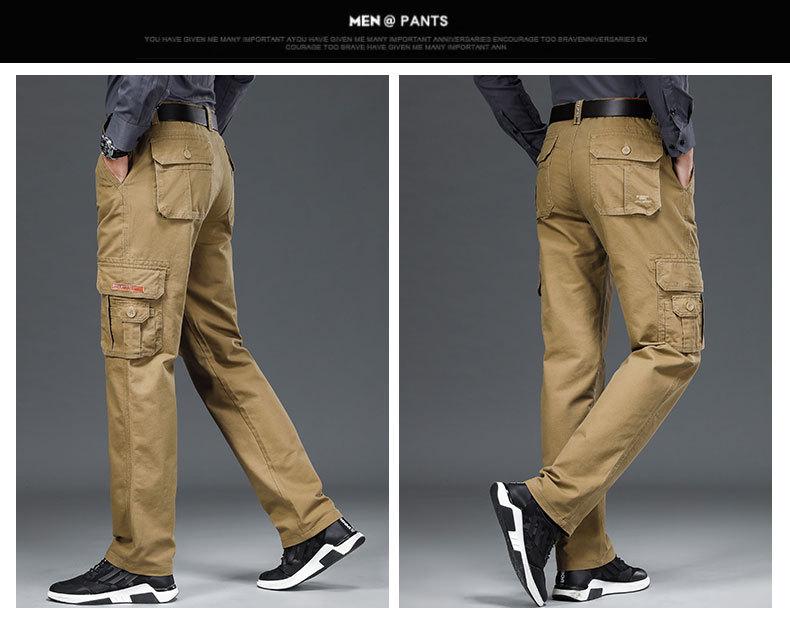 Мужские свободные прямые брюки с несколькими карманами для активного отдыха на открытом воздухе с толстым бархатом