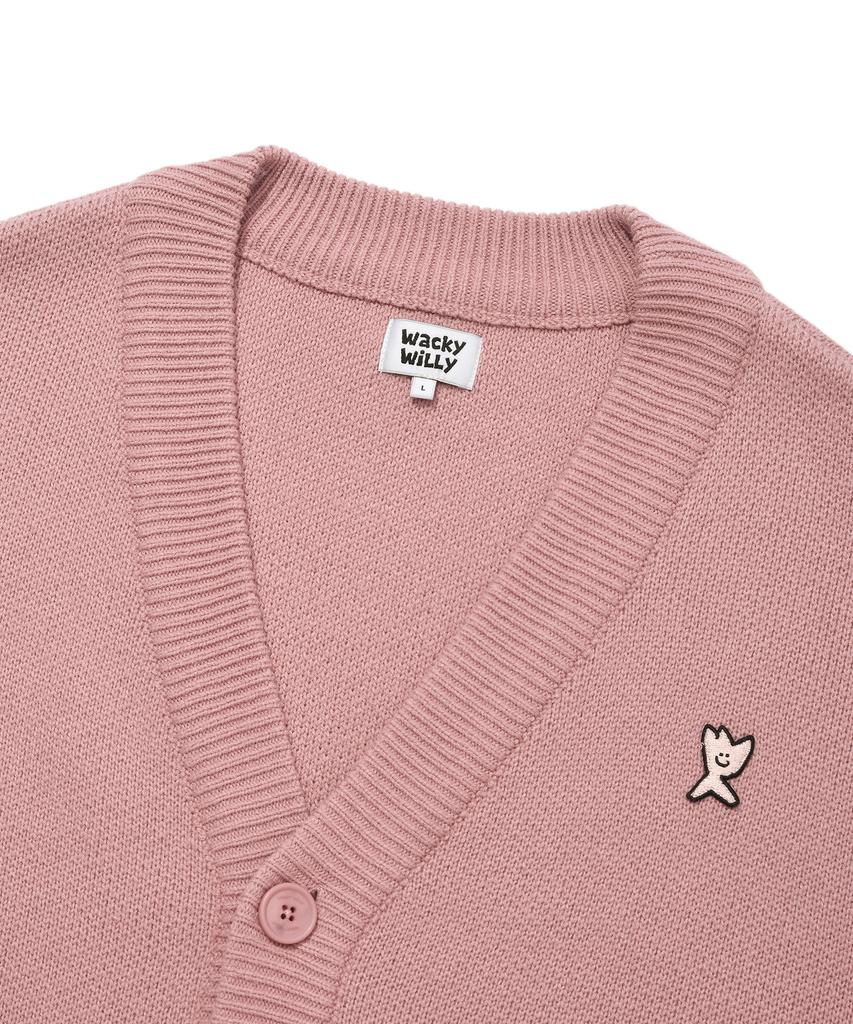 Wacky Willy Basic V-Neck Cardigan Pink