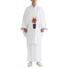 Kimono Washable 2 Piece Set with Crest [KYOETSU] Set, Kimono, (Long Kimono, Haori) Men's (LL, White)