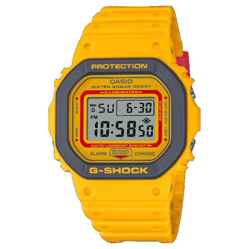 Casio Мужские часы G-SHOCK на смоляном ремешке, водостойкость 200 м, ударопрочные, с будильником, кварцевые, DW-5610Y-9