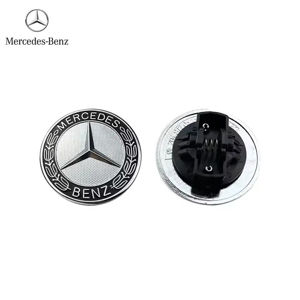 FYVE4 Car Logo Front Engine Hood Emblem Metal Flat Badge Accessories For Mercedes Benz AMG E S C A B Class GLE GLS CLS GLC CLA GLA GLK