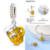 Copper Beer Festival Series Wine Glasses Charms Fit Original Bracelet For Women Birthday Fine Jewelry Gift