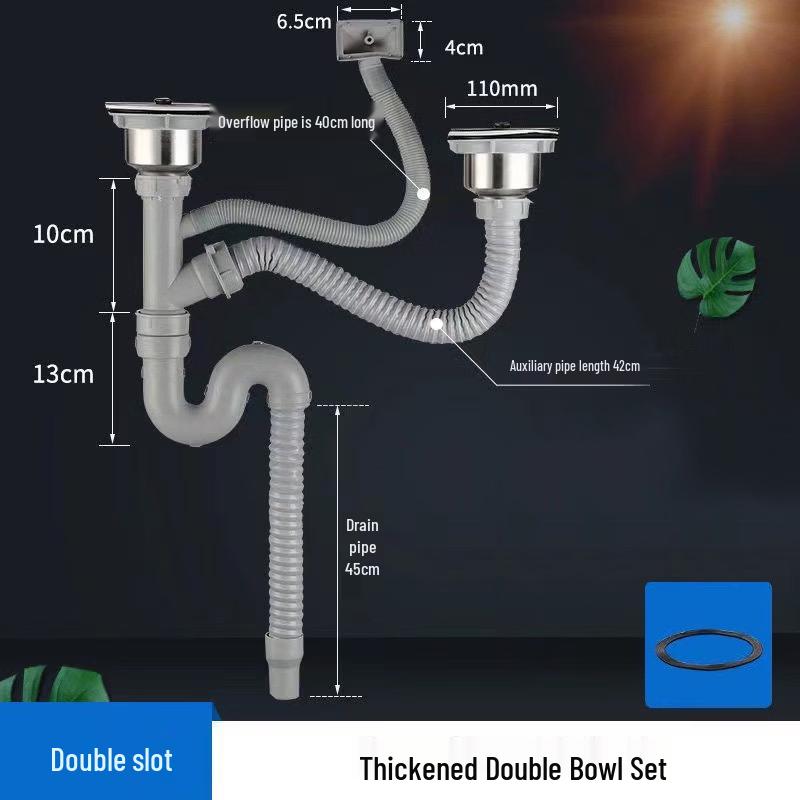 Stainless Steel Double Bowl Kitchen Sink Drainer Set